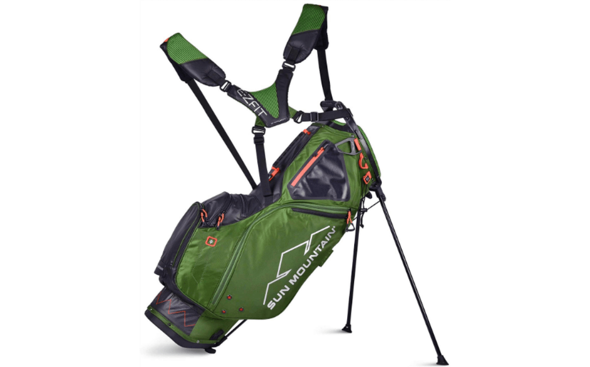 side view of sun mountain 45 ls 14 way golf stand bag